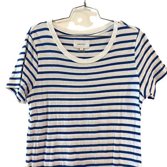 Current Elliot Womens The Beatnik Striped T Shirt Dress White Blue Size 2 Medium - Picture 2 of 7